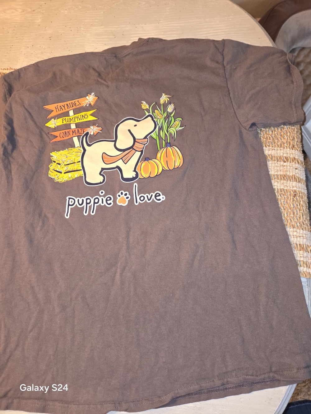 Puppie Love Womens L FALL pumpkin Patch Tee